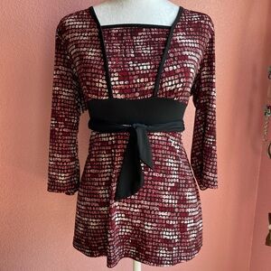 Woman’s Sz Medium Christopher & Banks Red and Black Geometric Top